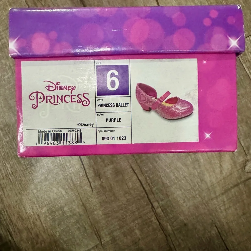 Disney Princess Toddler Girl Mary Jane Shoes Purple Glitter‎ Size 6 NIB